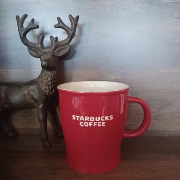 Starbucks 2008 Ceramic Coffee Tea Red With White Logo Mug Cup - Picture 10 of 10